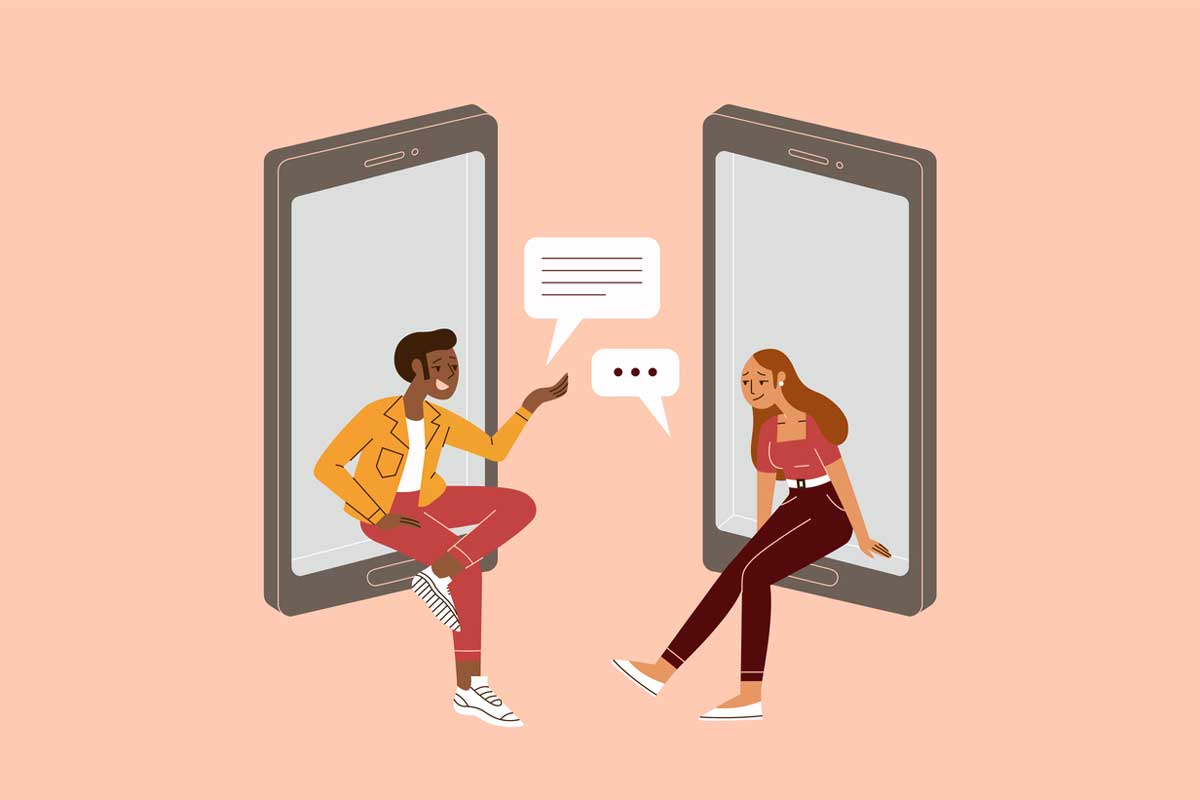 Illustration of teens using smartphones