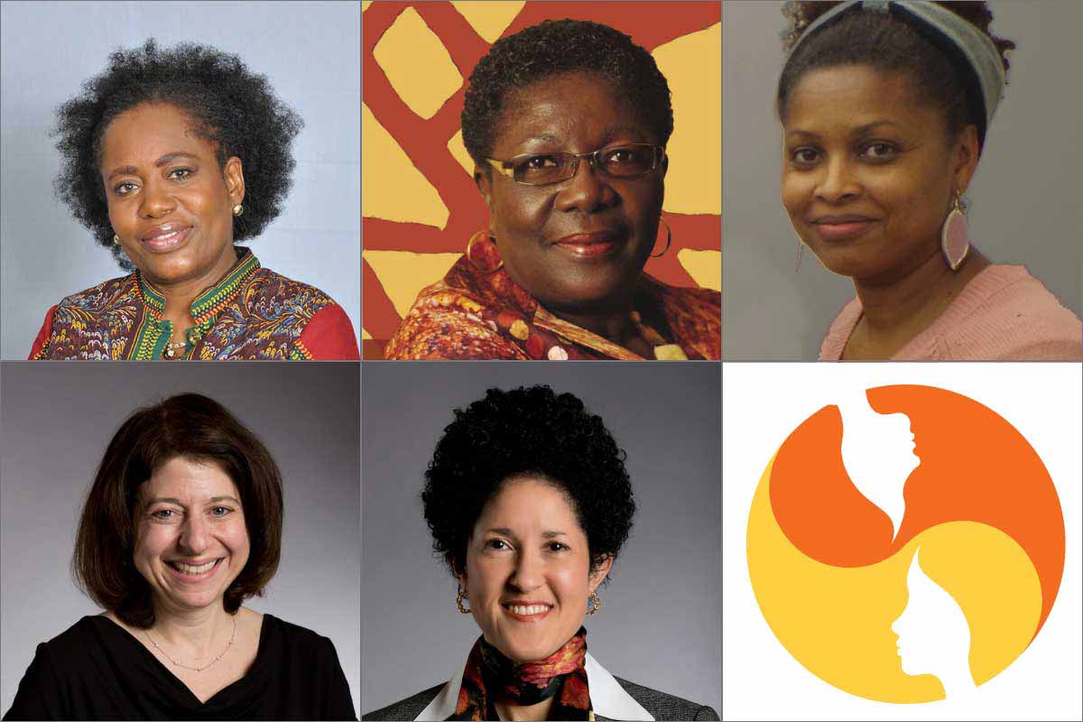 Abigail Burgesson, Dorcas Coker-Appiah, Clementina Furtado, Tracy Gladstone, Layli Maparyan, and logo from WCW UN event