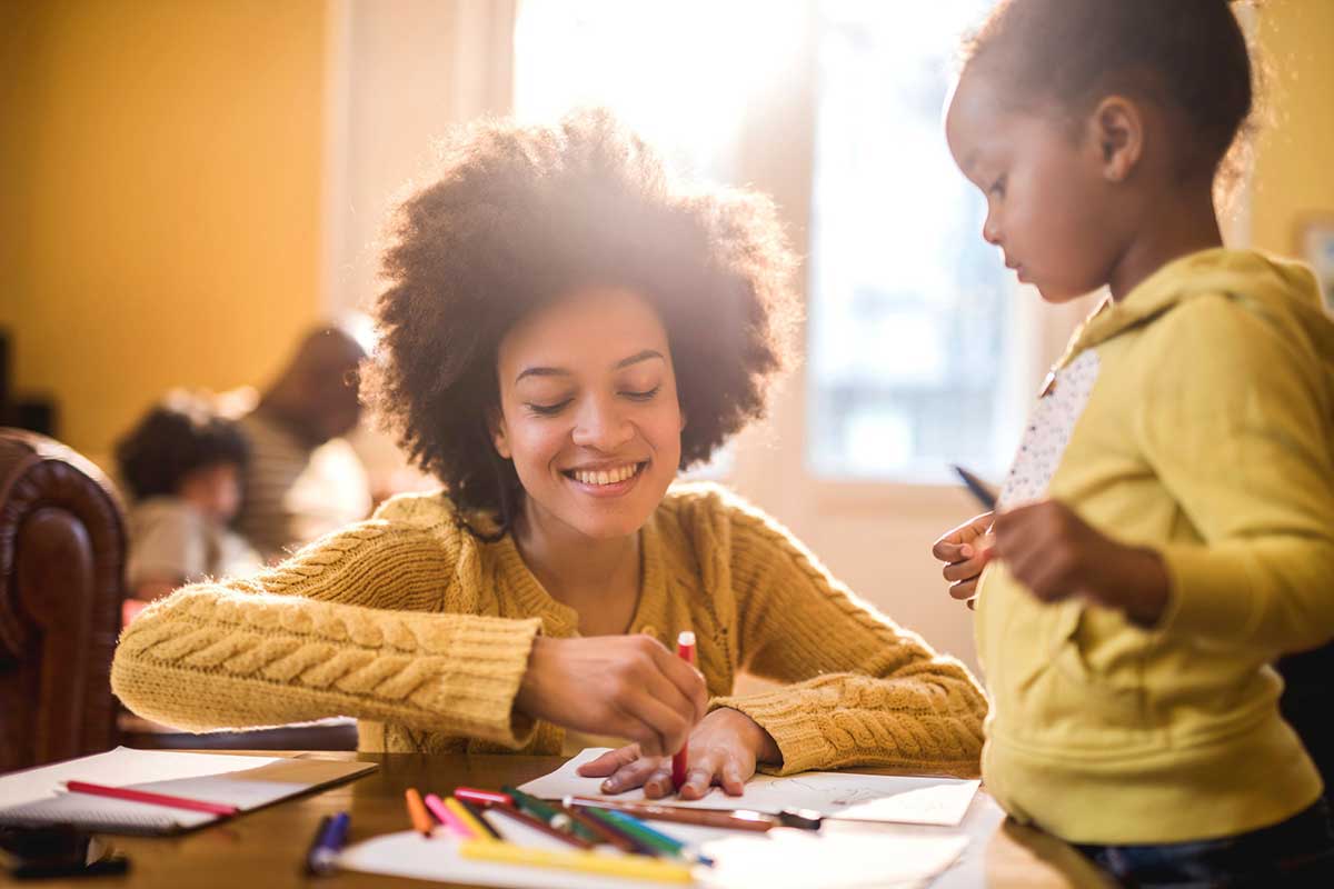 African American mother and daughter color